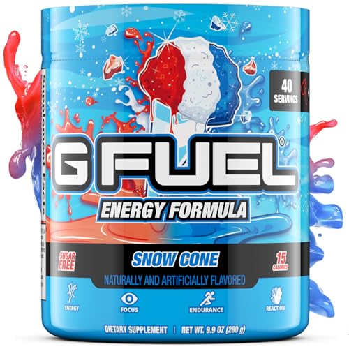 G Fuel Snow Cone Energy Drink Powder Pre Workout Caffeine Mix for Gaming Sugar Free Focus Amino Vitamin Antioxidants 99oz Snow Cone 40 Servings